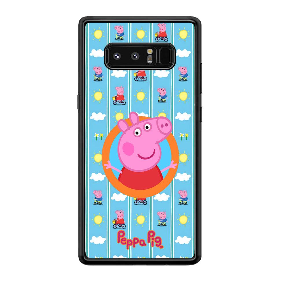 Peppa Pig Circle Frame Samsung Galaxy Note 8 Case-Rubber Black (2D Case)-Oxvistore