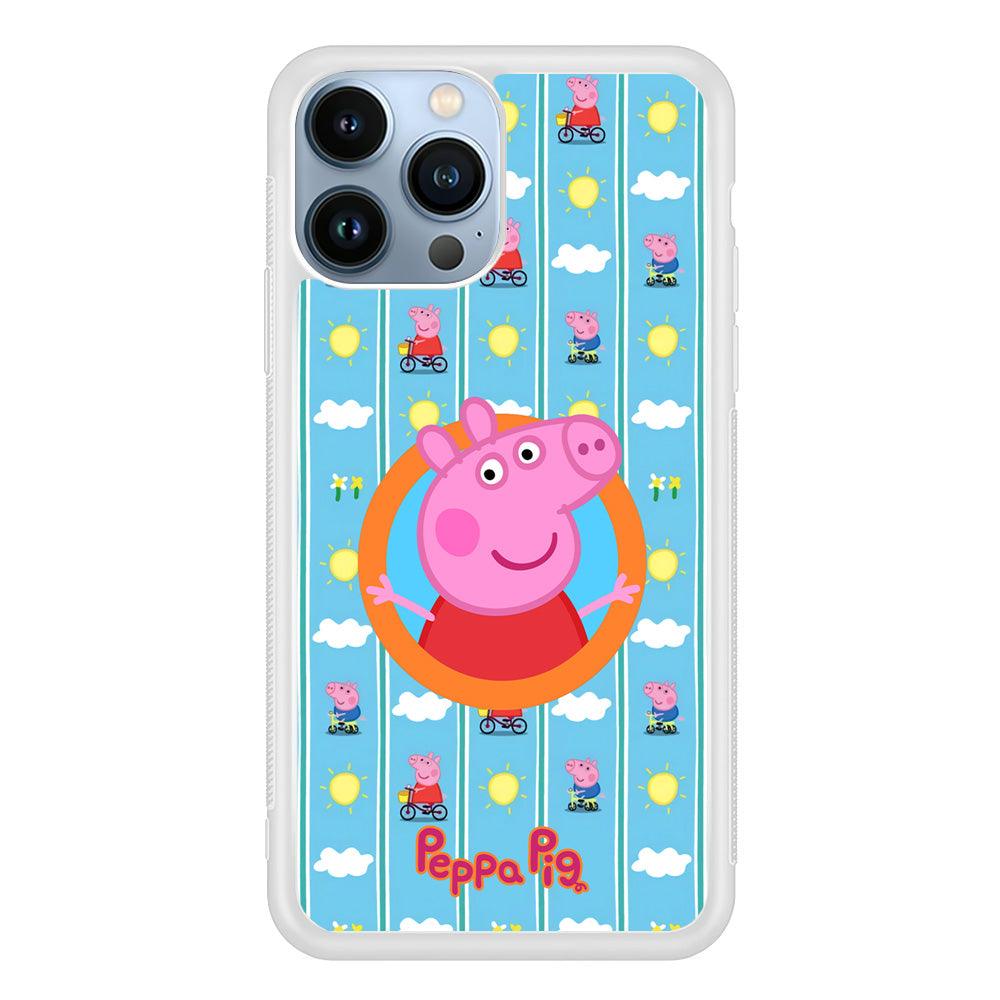 Peppa Pig Circle Frame iPhone 15 Pro Max Case-Oxvistore