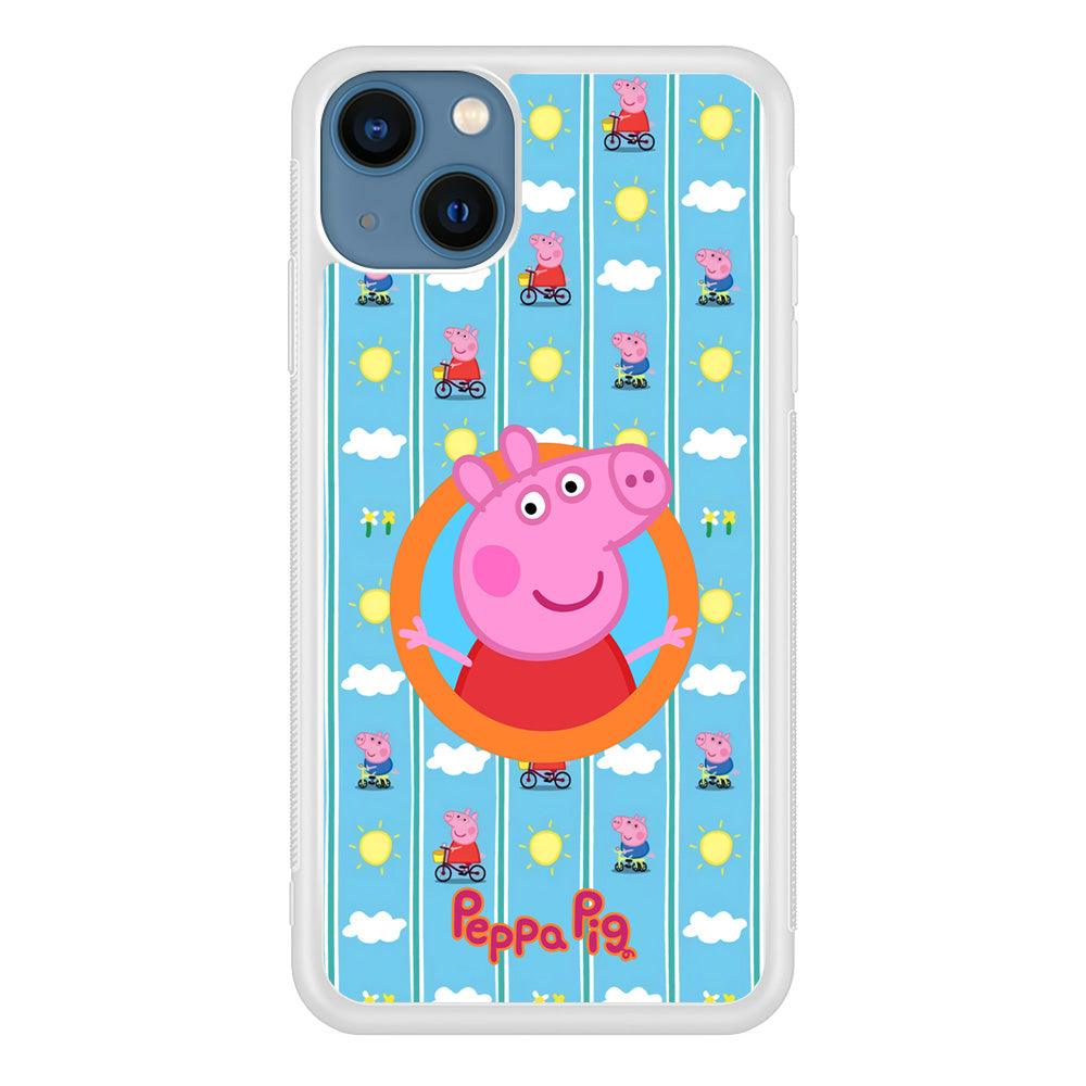 Peppa Pig Circle Frame iPhone 14 Plus Case-Oxvistore