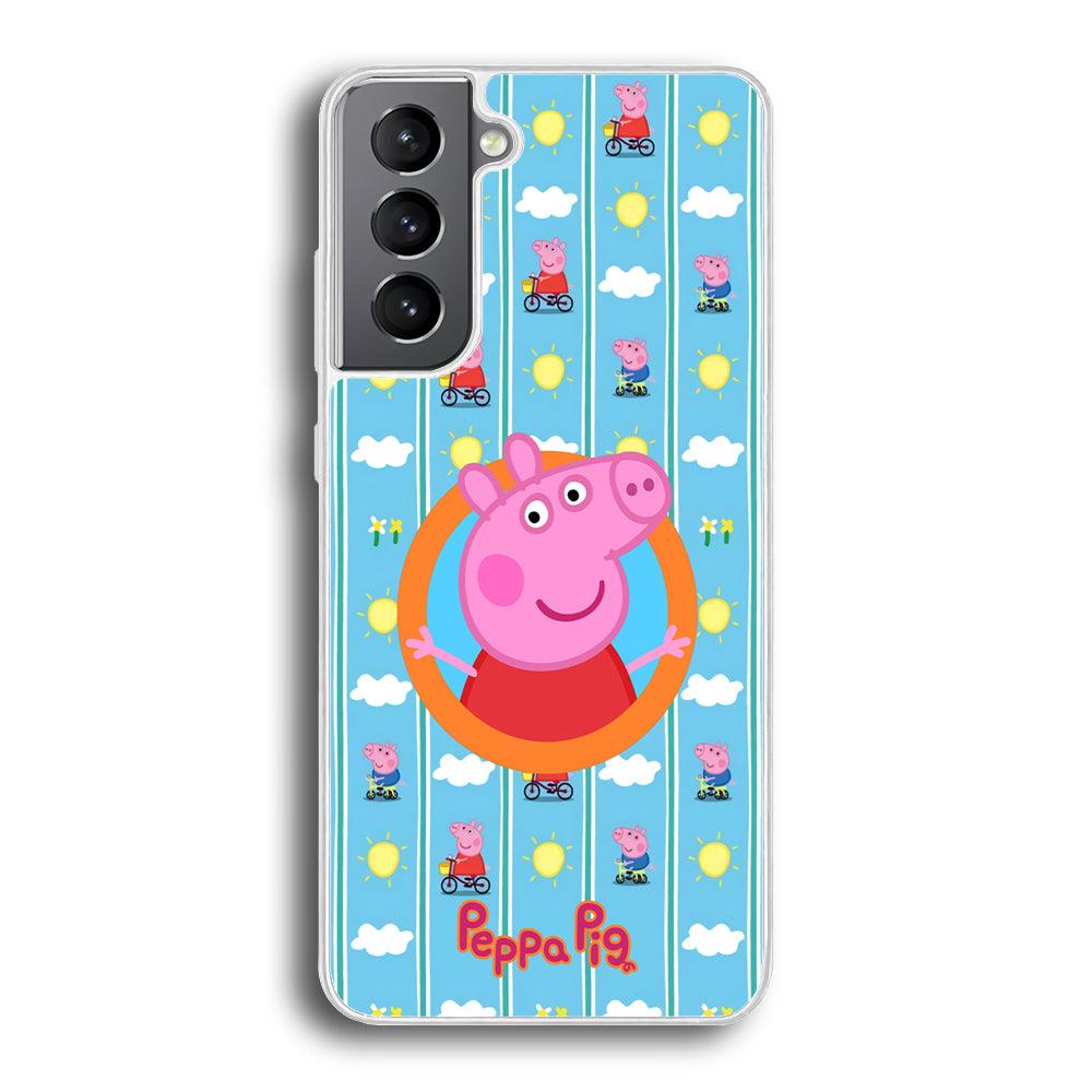 Peppa Pig Circle Frame Samsung Galaxy S21 Plus Case-Oxvistore