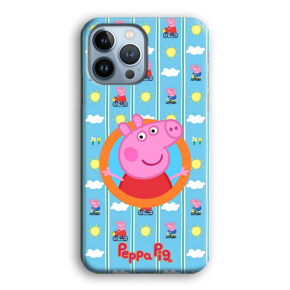 Peppa Pig Circle Frame iPhone 14 Pro Max Case-Oxvistore