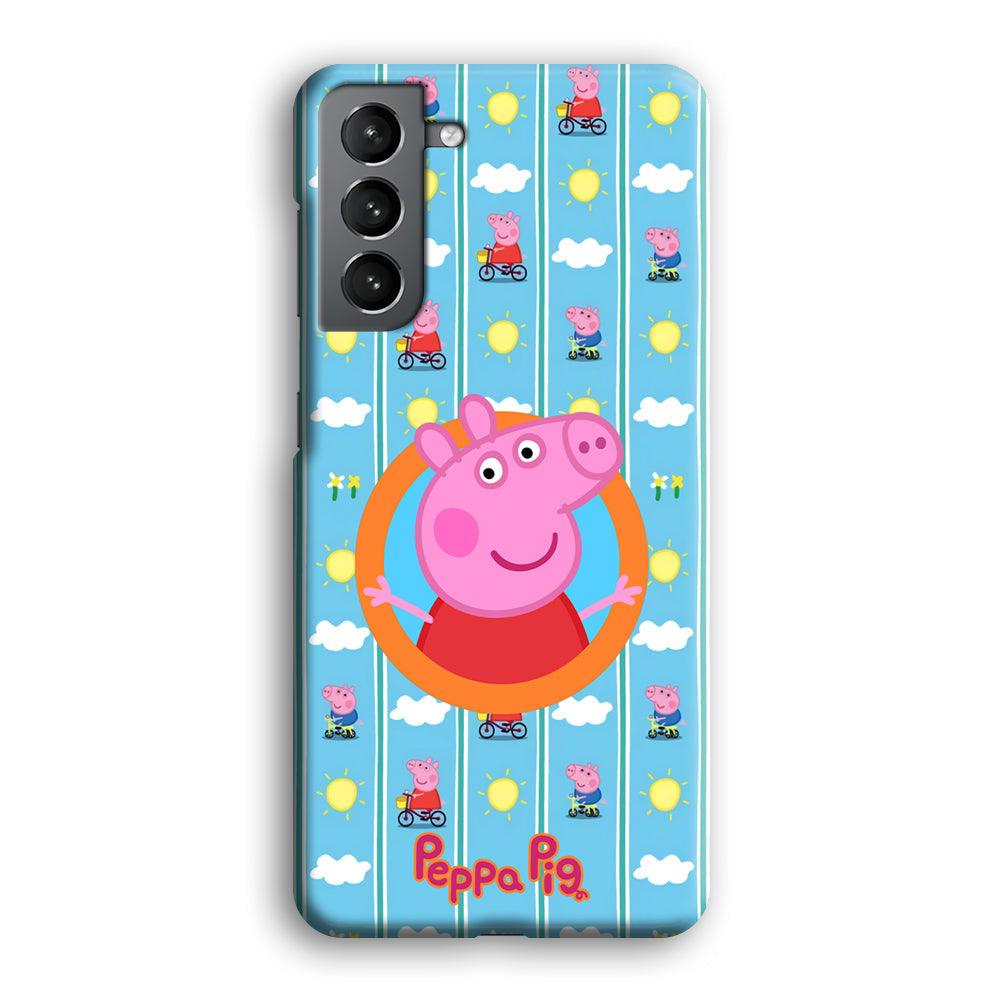 Peppa Pig Circle Frame Samsung Galaxy S21 Plus Case-Oxvistore