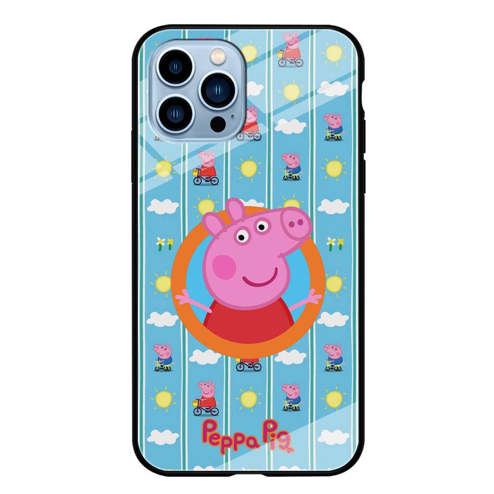 Peppa Pig Circle Frame iPhone 15 Pro Max Case-Oxvistore