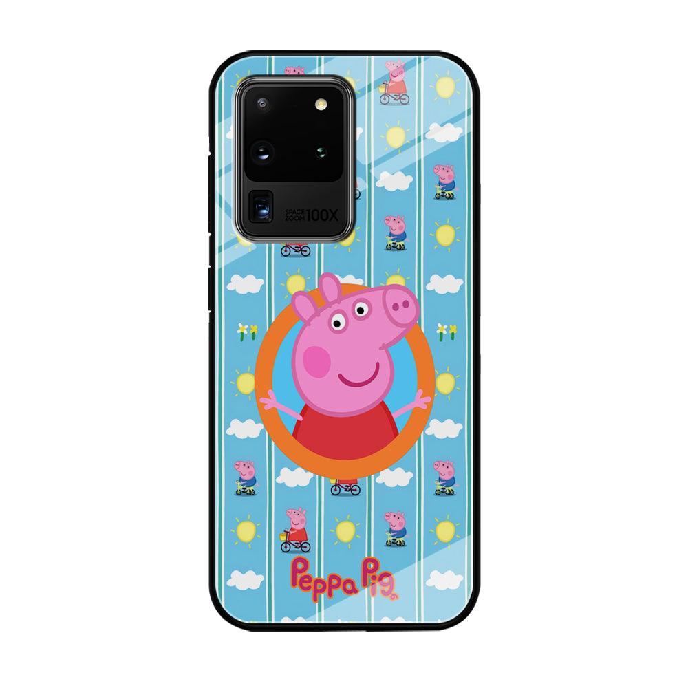 Peppa Pig Circle Frame Samsung Galaxy S20 Ultra Case-Oxvistore