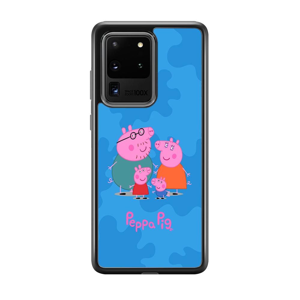Peppa Pig Great Family Samsung Galaxy S20 Ultra Case-Rubber Black (2D Case)-Oxvistore