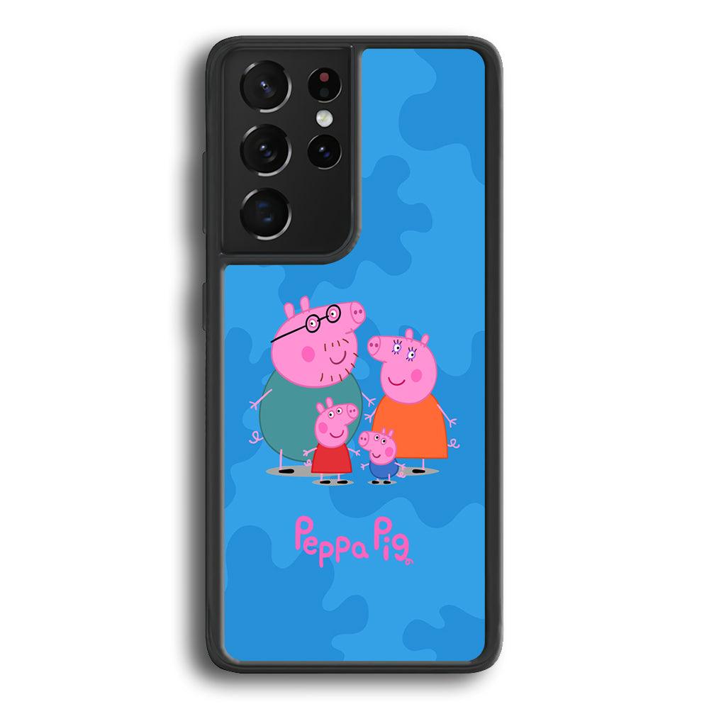 Peppa Pig Great Family Samsung Galaxy S22 Ultra Case-Rubber Black (2D Case)-Oxvistore