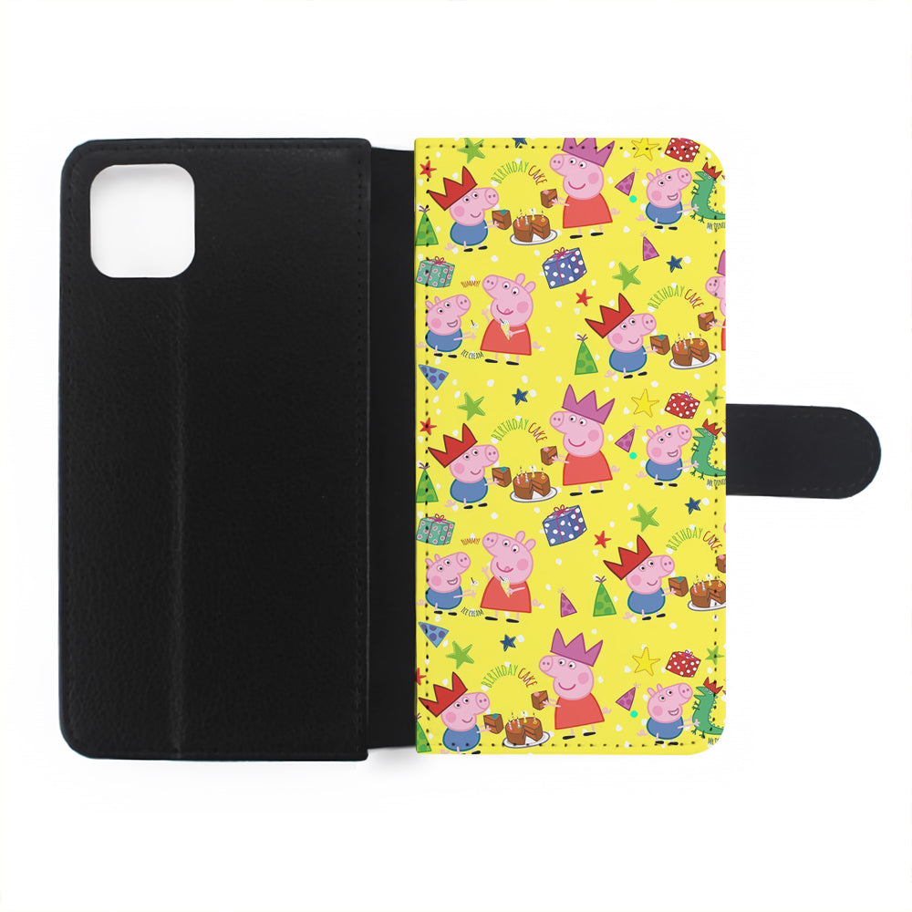 Peppa Pig Happy Birthday Yellow Flip Wallet Phone Case