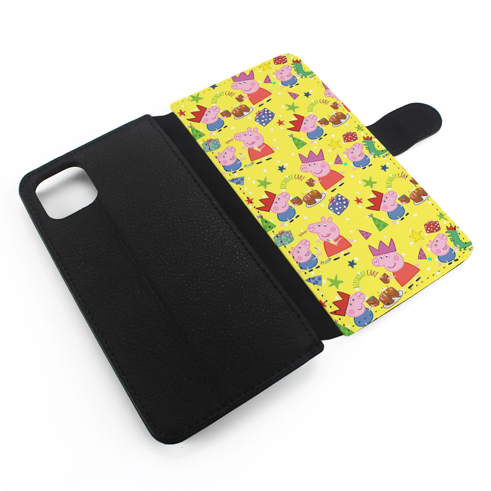 Peppa Pig Happy Birthday Yellow Flip Wallet Phone Case