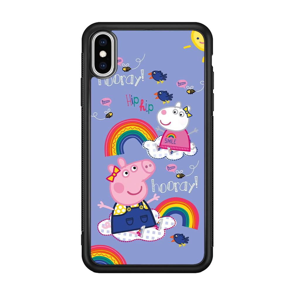Peppa Pig Rainbow Hip Hop iPhone X Case-Rubber Black (2D Case)-Oxvistore