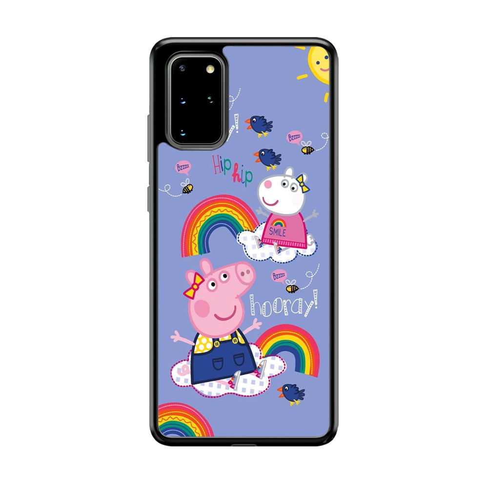 Peppa Pig Rainbow Hip Hop Samsung Galaxy S20 Plus Case-Rubber Black (2D Case)-Oxvistore