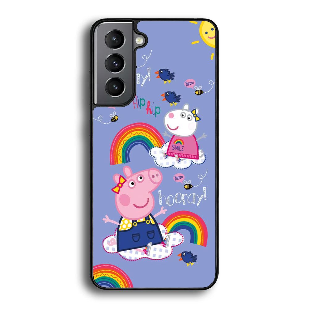Peppa Pig Rainbow Hip Hop Samsung Galaxy S22 Plus Case-Rubber Black (2D Case)-Oxvistore