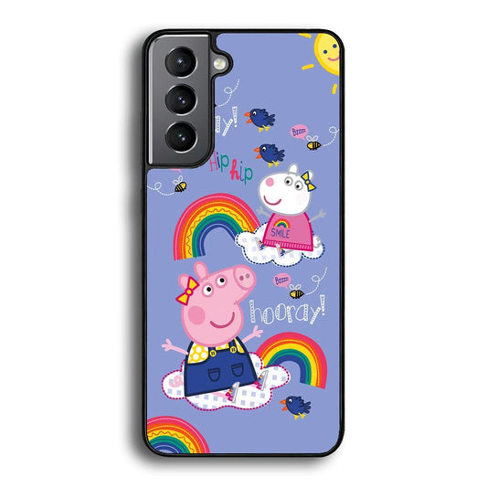 Peppa Pig Rainbow Hip Hop Samsung Galaxy S22 Plus Case-Rubber Black (2D Case)-Oxvistore