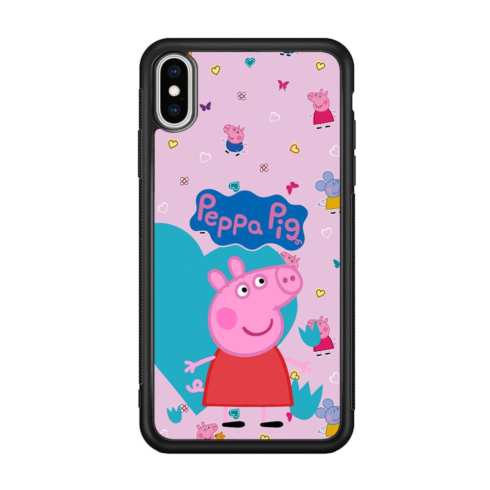 Peppa Pig Smile Always On iPhone X Case-Rubber Black (2D Case)-Oxvistore