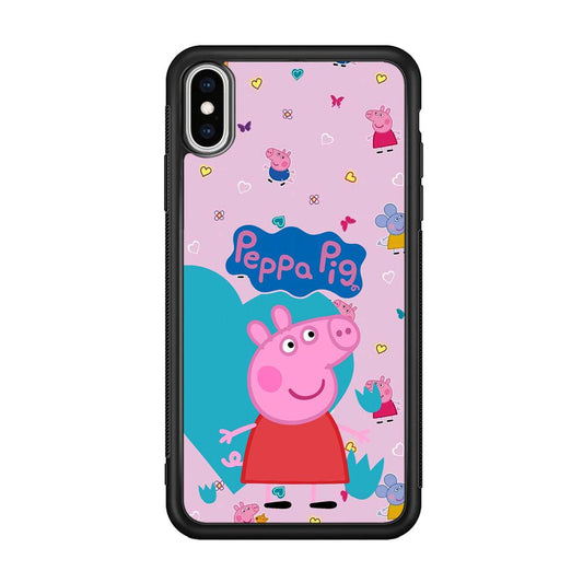 Peppa Pig Smile Always On iPhone X Case-Rubber Black (2D Case)-Oxvistore
