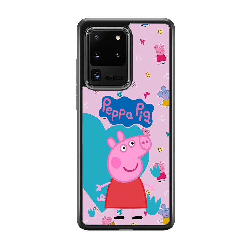 Peppa Pig Smile Always On Samsung Galaxy S20 Ultra Case-Rubber Black (2D Case)-Oxvistore