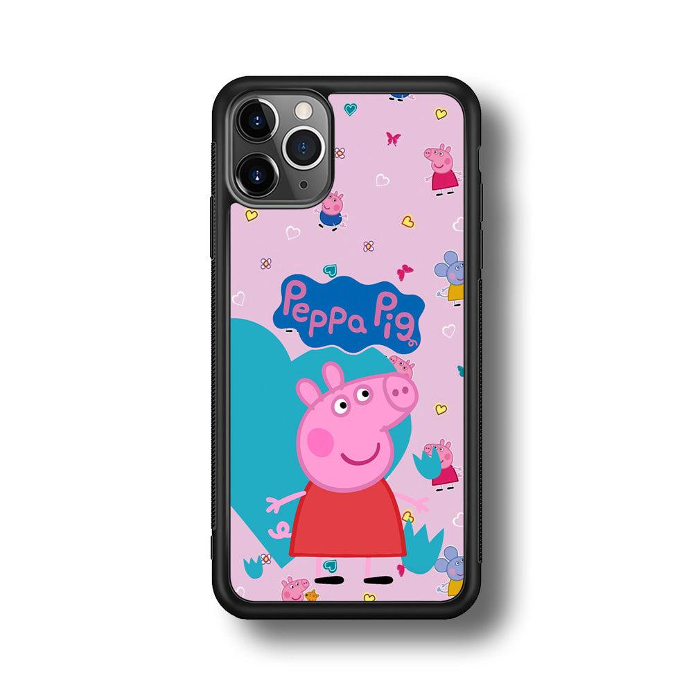 Peppa Pig Smile Always On iPhone 11 Pro Case-Rubber Black (2D Case)-Oxvistore