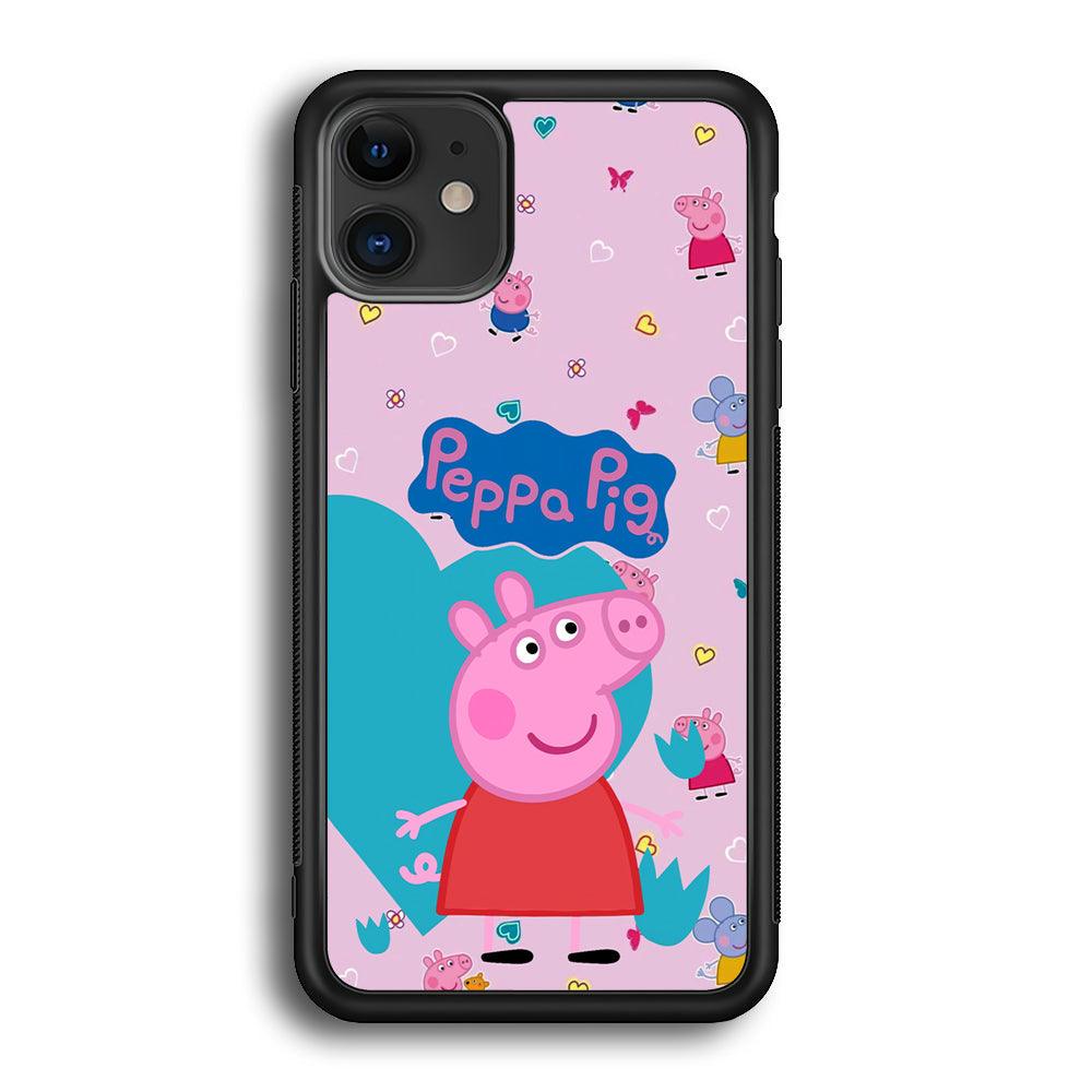 Peppa Pig Smile Always On iPhone 12 Case-Rubber Black (2D Case)-Oxvistore