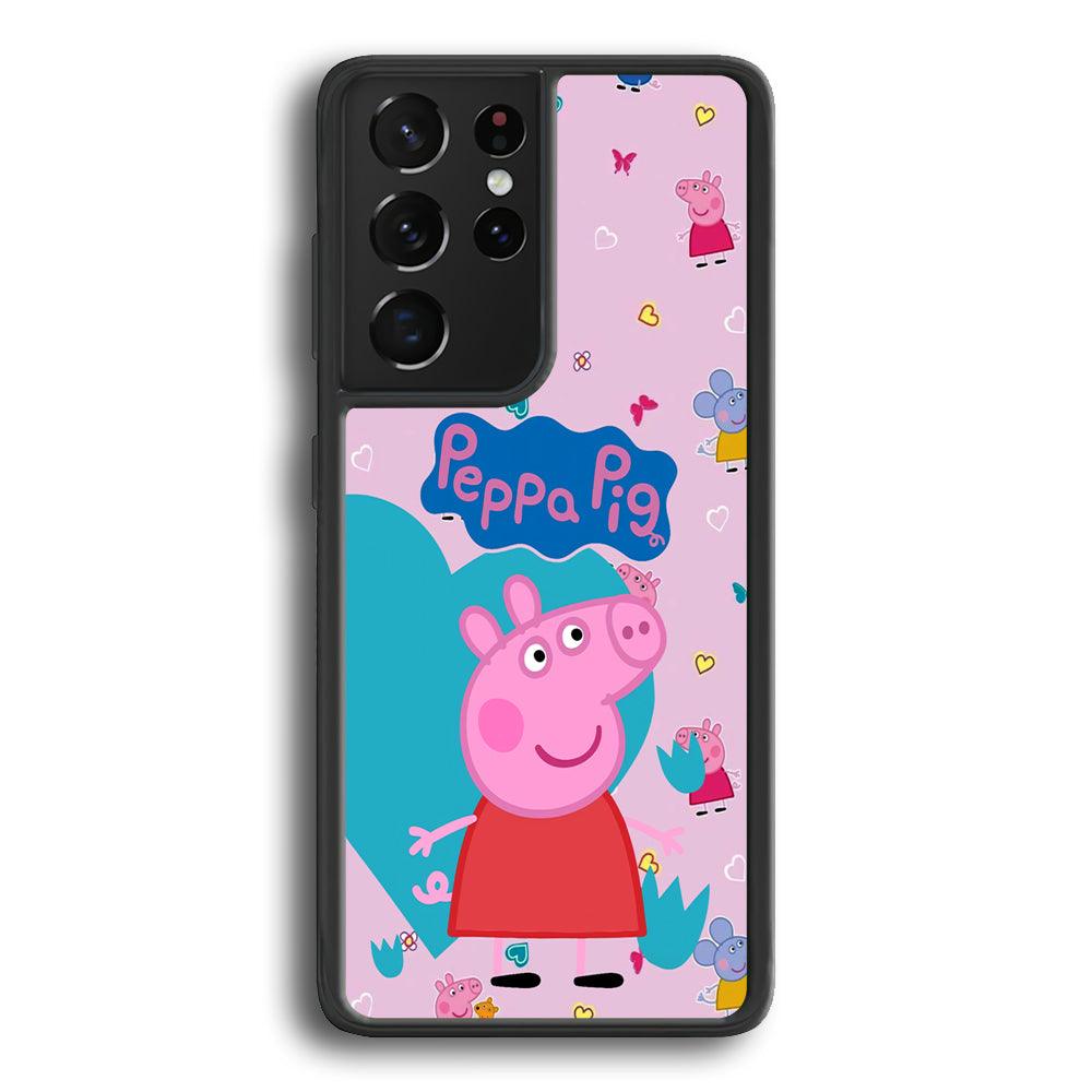 Peppa Pig Smile Always On Samsung Galaxy S22 Ultra Case-Rubber Black (2D Case)-Oxvistore