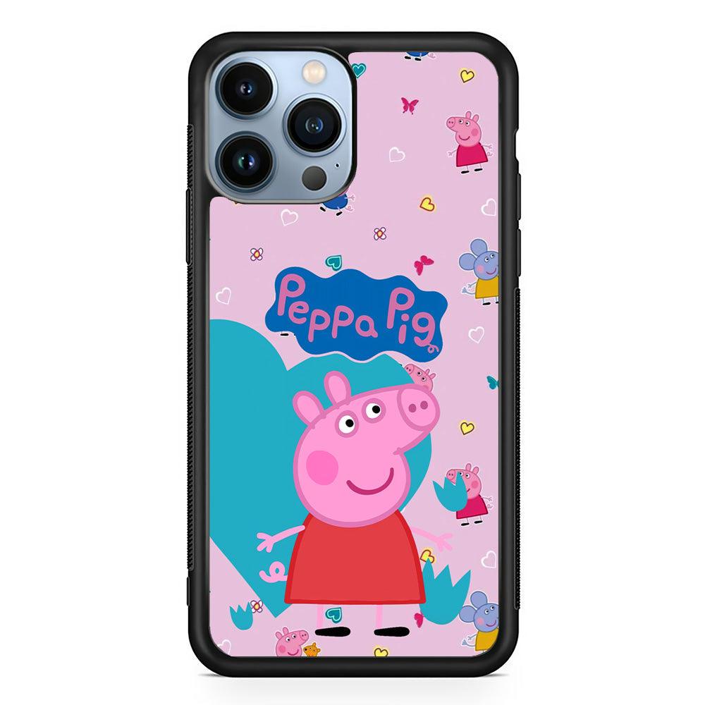Peppa Pig Smile Always On iPhone 13 Pro Case-Rubber Black (2D Case)-Oxvistore