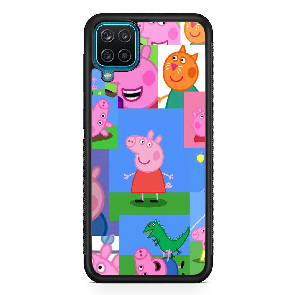 Peppa Pig Smiley Pic Collage Samsung Galaxy A12 Case-Oxvistore