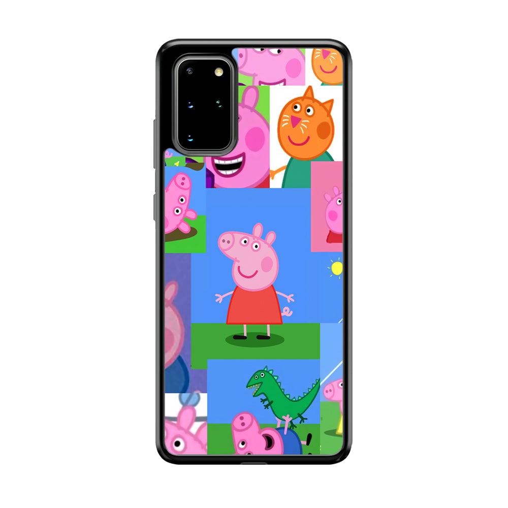 Peppa Pig Smiley Pic Collage Samsung Galaxy S20 Plus Case-Rubber Black (2D Case)-Oxvistore