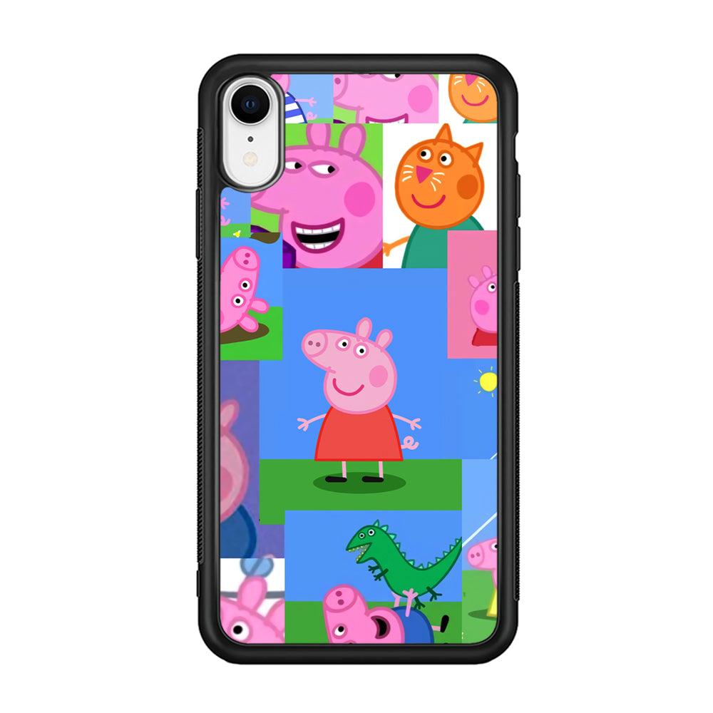 Peppa Pig Smiley Pic Collage iPhone XR Case-Rubber Black (2D Case)-Oxvistore