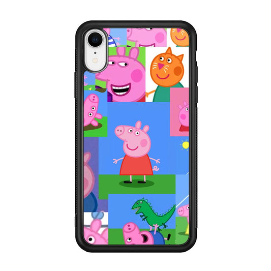 Peppa Pig Smiley Pic Collage iPhone XR Case-Rubber Black (2D Case)-Oxvistore