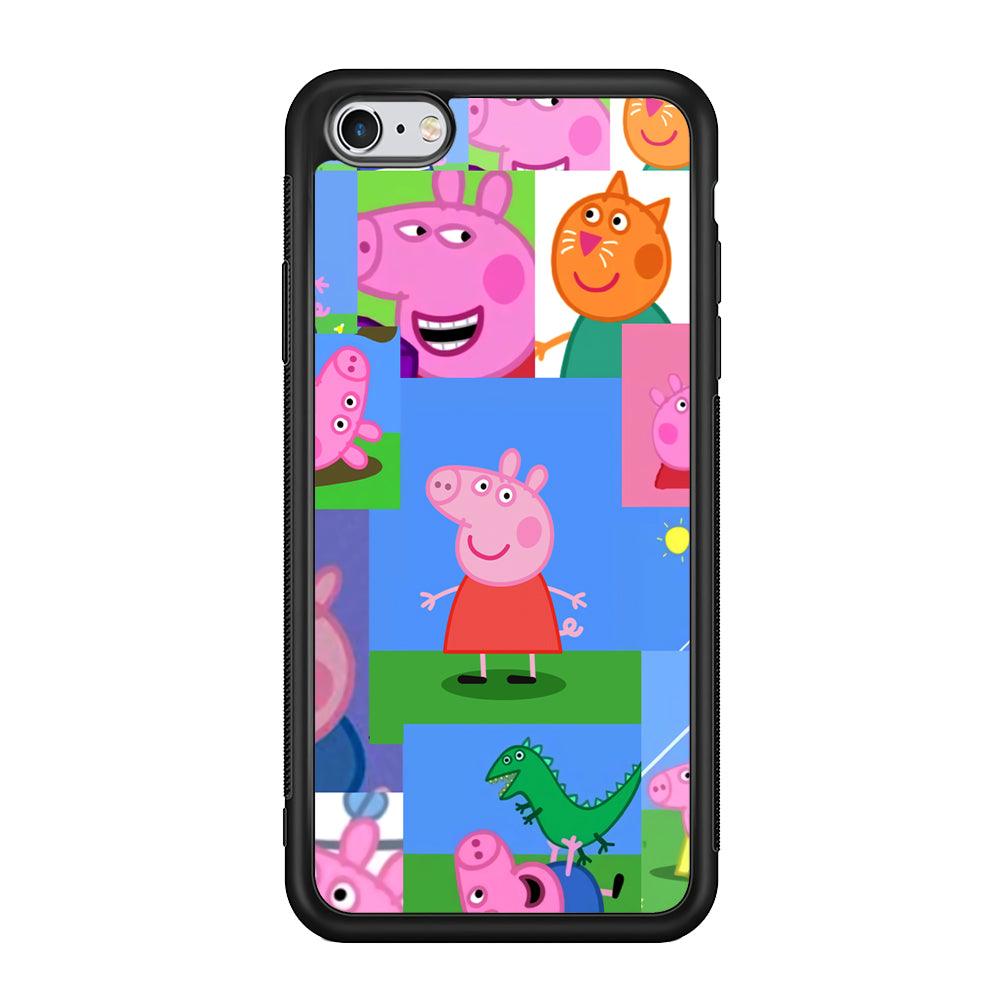 Peppa Pig Smiley Pic Collage iPhone 6 Plus | 6s Plus Case-Rubber Black (2D Case)-Oxvistore