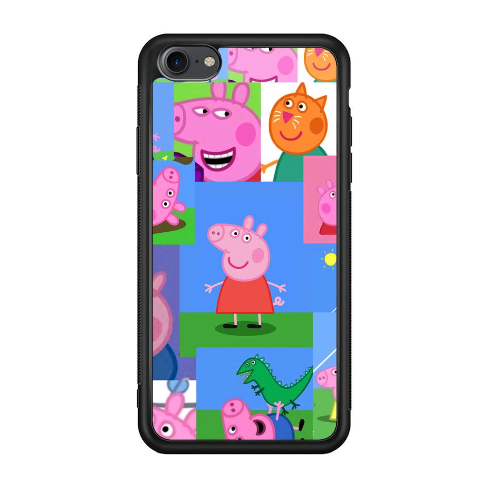 Peppa Pig Smiley Pic Collage iPhone 8 Case-Rubber Black (2D Case)-Oxvistore