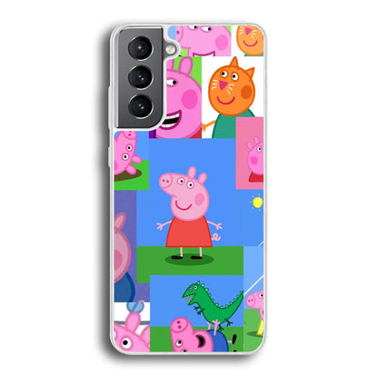 Peppa Pig Smiley Pic Collage Samsung Galaxy S21 Case-Oxvistore