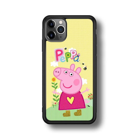 Peppa Pig Sunday Gardening iPhone 11 Pro Max Case-Rubber Black (2D Case)-Oxvistore