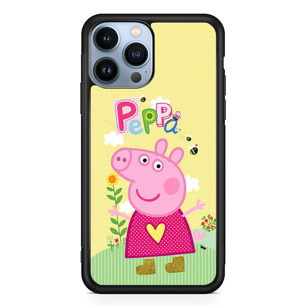 Peppa Pig Sunday Gardening iPhone 15 Pro Case-Rubber Black (2D Case)-Oxvistore