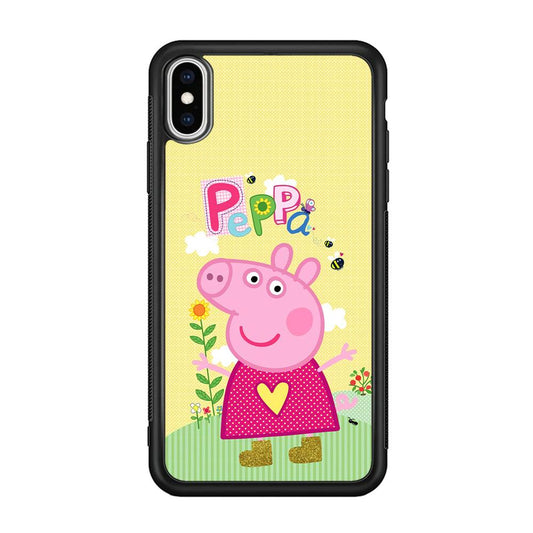 Peppa Pig Sunday Gardening iPhone Xs Max Case-Rubber Black (2D Case)-Oxvistore