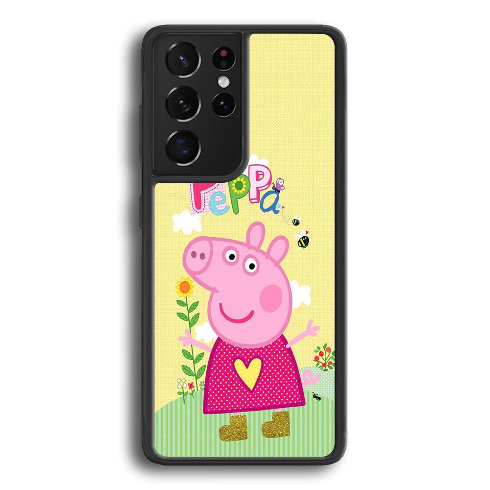 Peppa Pig Sunday Gardening Samsung Galaxy S21 Ultra Case-Rubber Black (2D Case)-Oxvistore