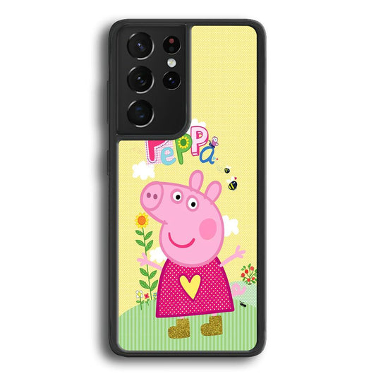 Peppa Pig Sunday Gardening Samsung Galaxy S21 Ultra Case-Rubber Black (2D Case)-Oxvistore