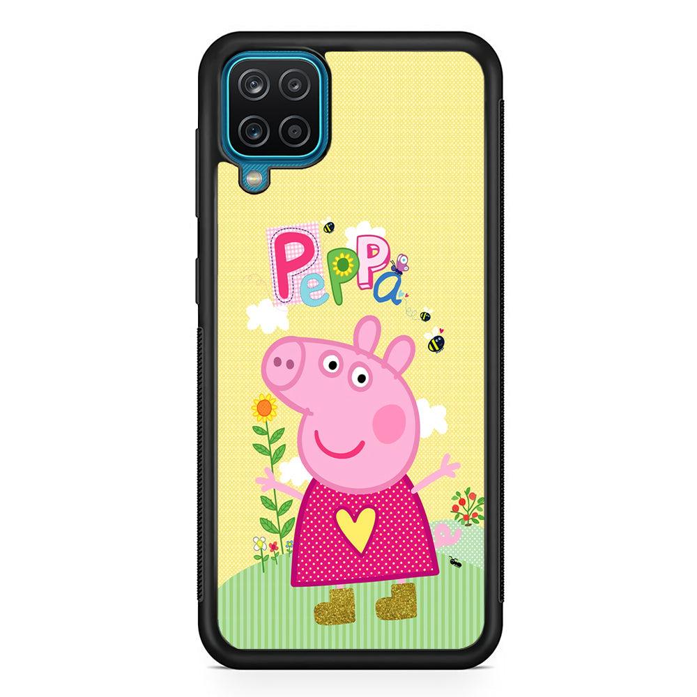 Peppa Pig Sunday Gardening Samsung Galaxy A12 Case-Rubber Black (2D Case)-Oxvistore