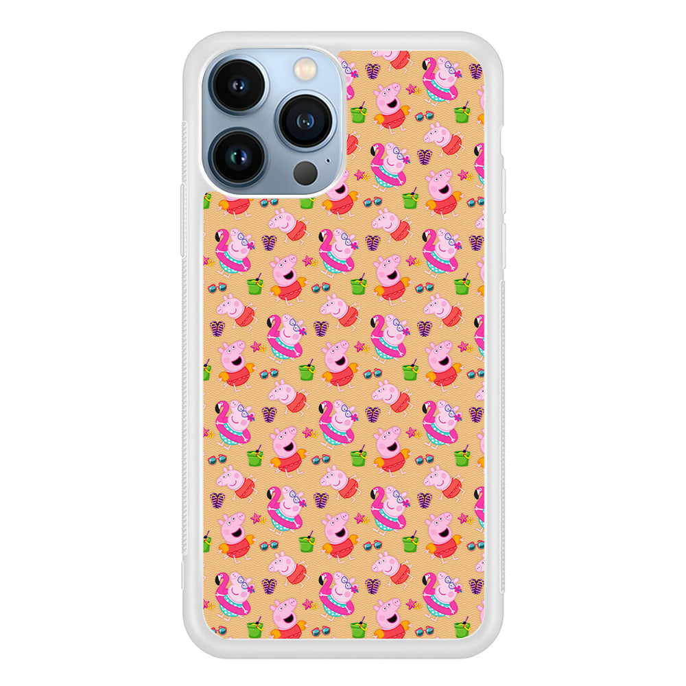 Peppa Pig on The Beach Pattern 2D Rubber Phone Case