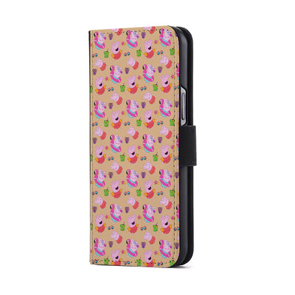 Peppa Pig on The Beach Pattern Flip Wallet Phone Case