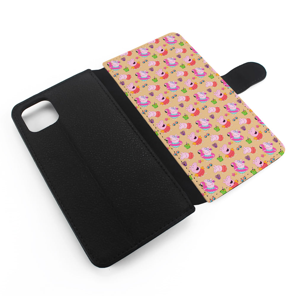 Peppa Pig on The Beach Pattern Flip Wallet Phone Case