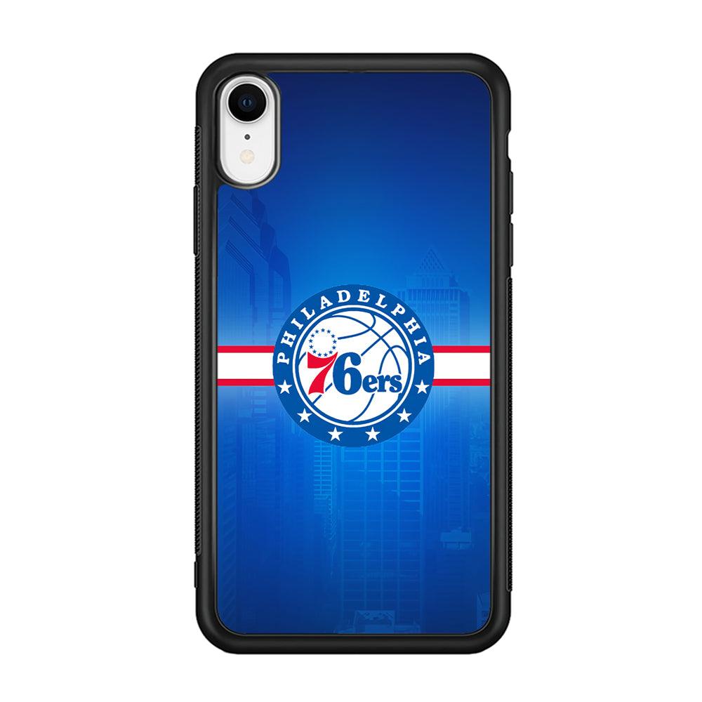 Philadelphia 76ers Bluish Shadow iPhone XR Case-Rubber Black (2D Case)-Oxvistore