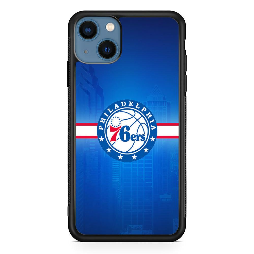 Philadelphia 76ers Bluish Shadow iPhone 13 Case-Rubber Black (2D Case)-Oxvistore