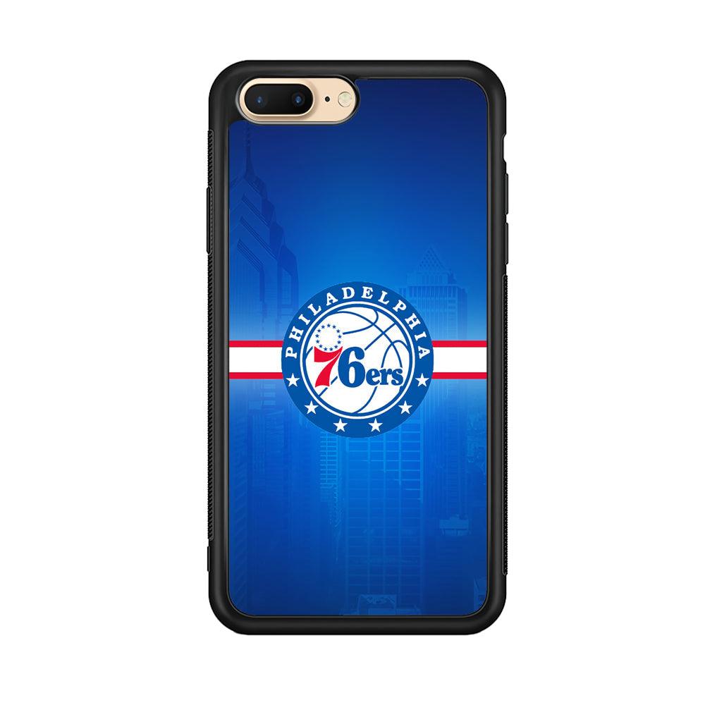 Philadelphia 76ers Bluish Shadow iPhone 8 Plus Case-Rubber Black (2D Case)-Oxvistore