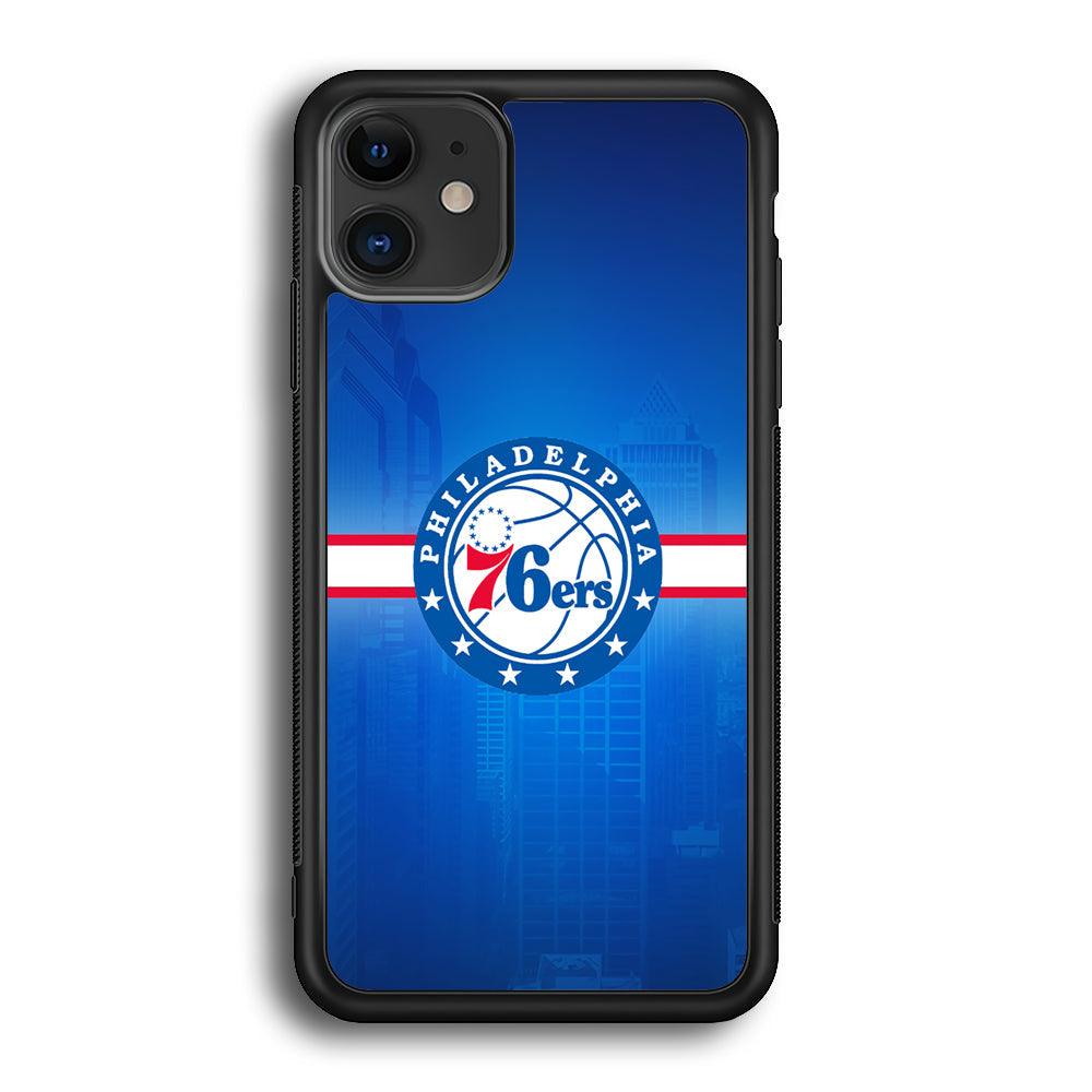 Philadelphia 76ers Bluish Shadow iPhone 11 Case-Rubber Black (2D Case)-Oxvistore