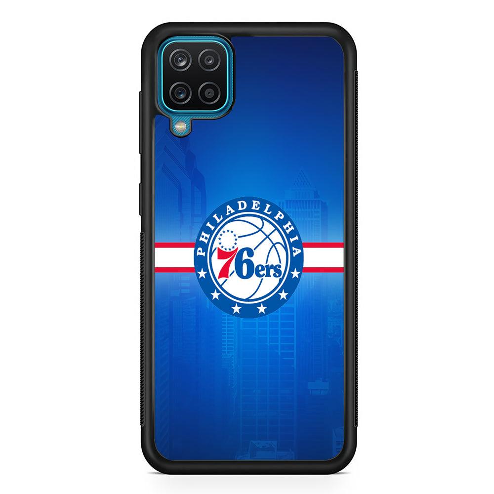 Philadelphia 76ers Bluish Shadow Samsung Galaxy A12 Case-Rubber Black (2D Case)-Oxvistore