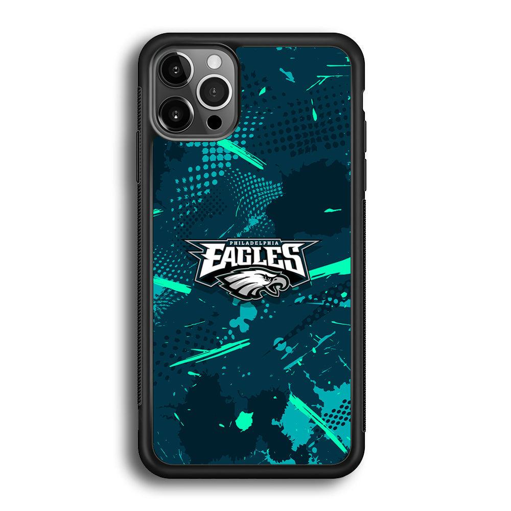 Philadelphia Eagles Abstract Bold Green iPhone 12 Pro Case-Rubber Black (2D Case)-Oxvistore