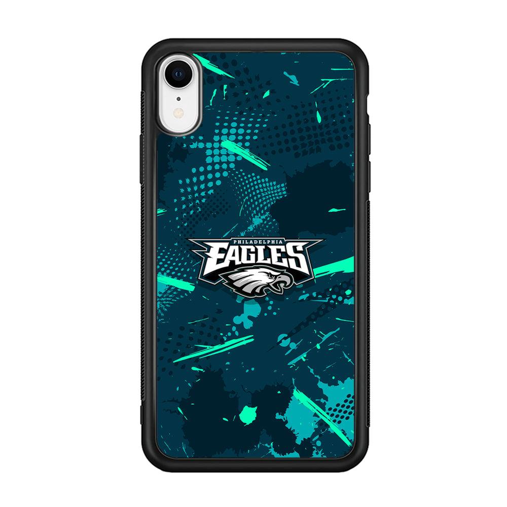 Philadelphia Eagles Abstract Bold Green iPhone XR Case-Rubber Black (2D Case)-Oxvistore