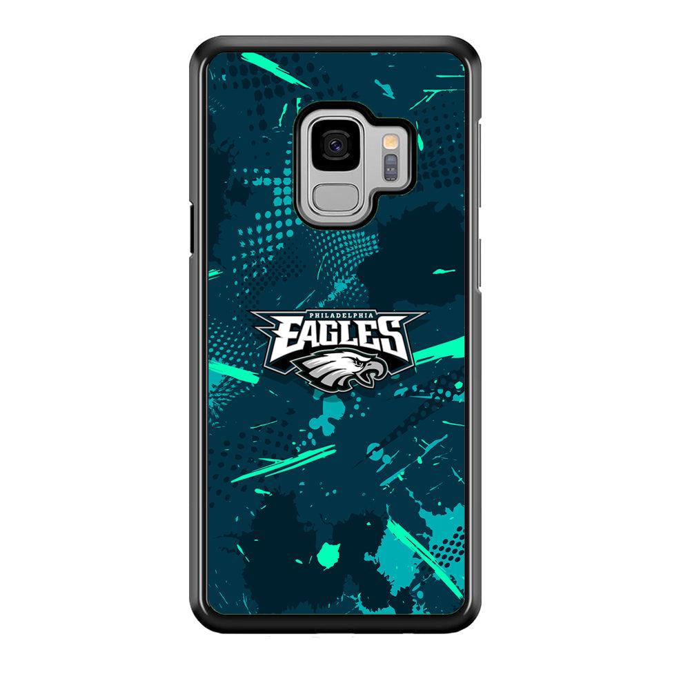 Philadelphia Eagles Abstract Bold Green Samsung Galaxy S9 Case-Rubber Black (2D Case)-Oxvistore