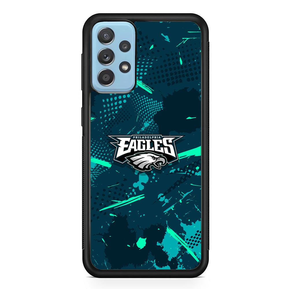 Philadelphia Eagles Abstract Bold Green Samsung Galaxy A72 Case-Rubber Black (2D Case)-Oxvistore