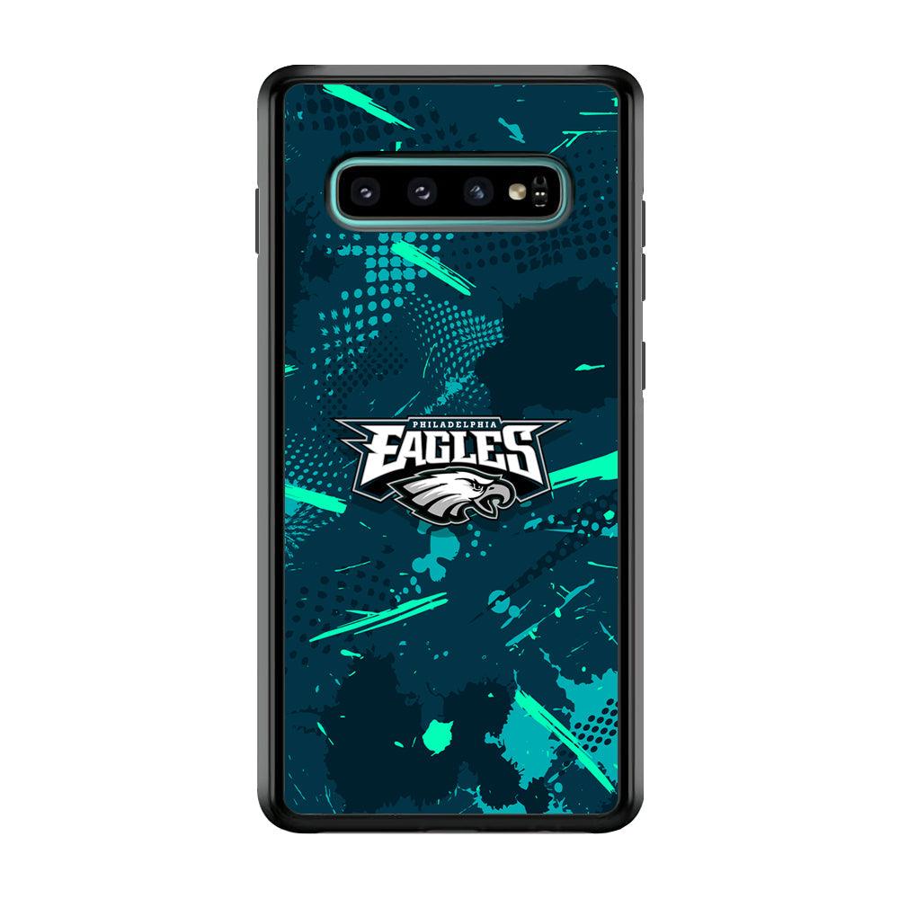 Philadelphia Eagles Abstract Bold Green Samsung Galaxy S10 Case-Rubber Black (2D Case)-Oxvistore