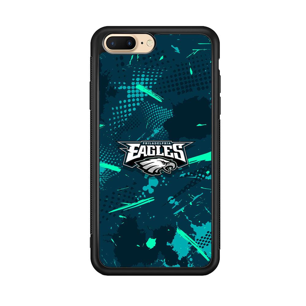 Philadelphia Eagles Abstract Bold Green iPhone 8 Plus Case-Rubber Black (2D Case)-Oxvistore